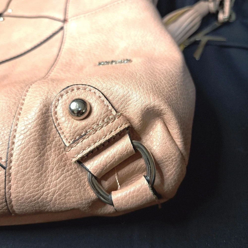 Vintage Large 12x16 Kensie peach/pink Hobo shoulder handbag‎ pockets Zippered